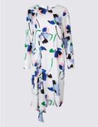 Marks & Spencer Floral Print Asymmetric Tunic Dress Ivory Mix