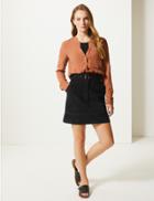 Marks & Spencer Suede Belted A-line Mini Skirt Black