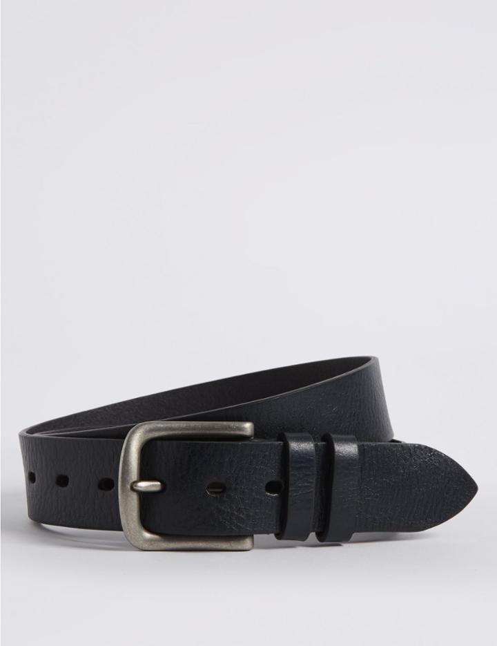 Marks & Spencer Leather Tumbled Denim Belt Navy