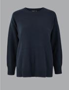 Marks & Spencer Pure Cashmere Relaxed Fit Jumper Medium Navy