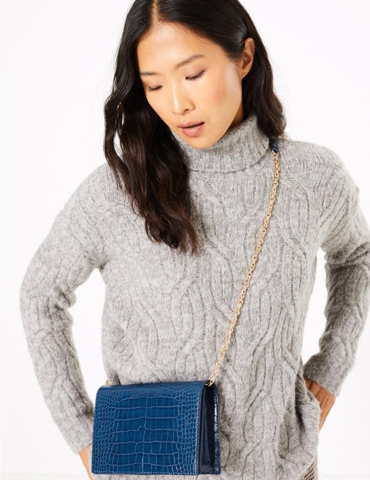 Marks & Spencer Croc Effect Foldover Clutch
