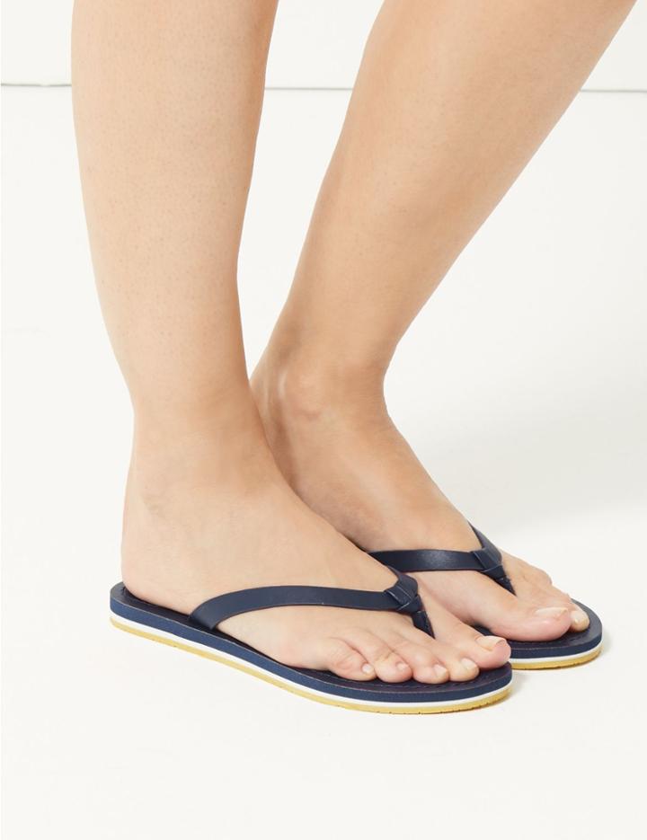 Marks & Spencer Open Toe Stripe Base Flip-flops Navy Mix