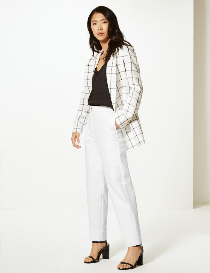 Marks & Spencer Evie Straight Leg 7/8th Trousers Soft White