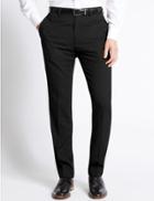 Marks & Spencer Tailored Fit Flat Front Trousers Black