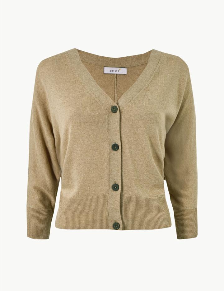 Marks & Spencer Textured V-neck Cardigan Antique Brass