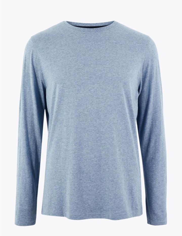 Marks & Spencer Pure Cotton T-shirt Pale Blue Mix