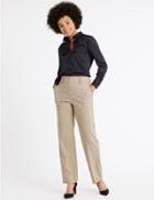 Marks & Spencer Checked Straight Leg Trousers Natural Mix