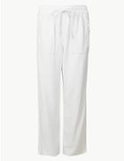 Marks & Spencer Linen Rich Jersey Wide Leg Trousers Soft White