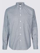 Marks & Spencer Luxury Pure Cotton Textured Shirt Navy