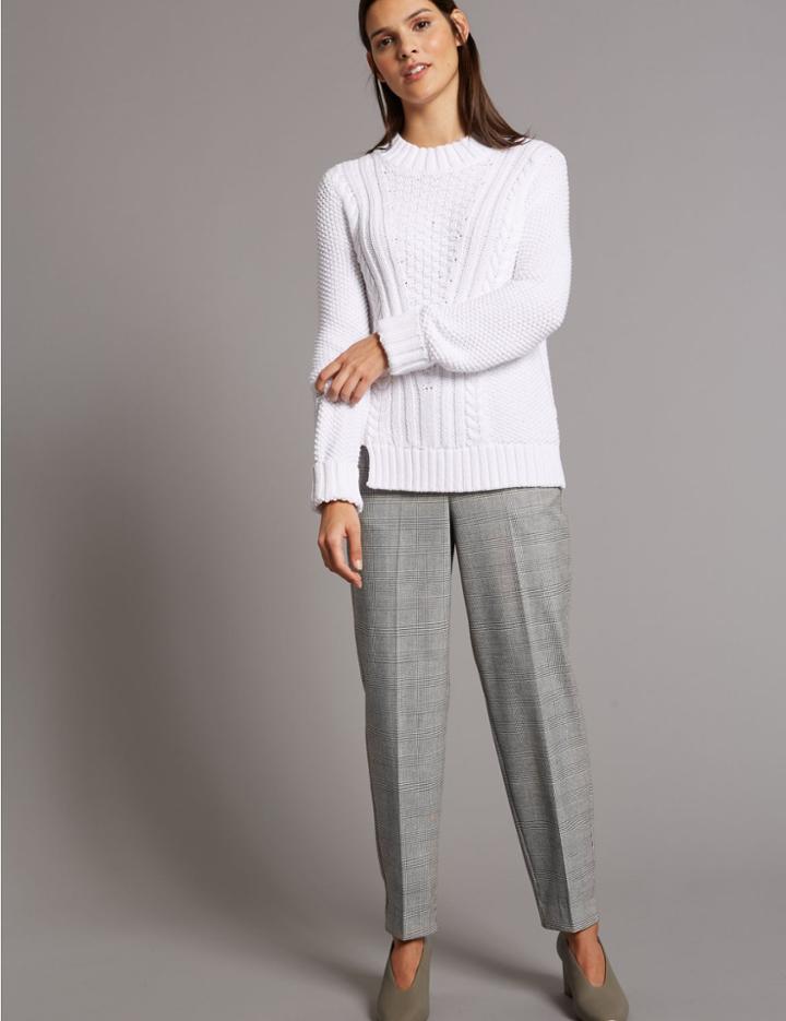 Marks & Spencer Checked Tapered Leg Trousers Grey Mix