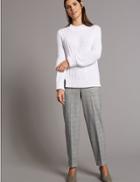 Marks & Spencer Checked Tapered Leg Trousers Grey Mix