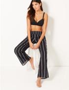 Marks & Spencer Pure Cotton Striped Trousers Black Mix