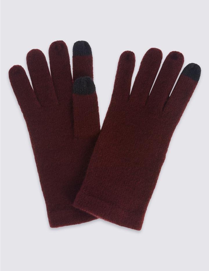 Marks & Spencer Touchscreen Knitted Gloves Claret