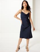 Marks & Spencer Jacquard Print Midi Slip Dress Navy