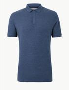Marks & Spencer Slim Fit Pure Cotton Polo Shirt Denim Mix