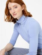 Marks & Spencer Cotton Rich Fitted Top Medium Blue