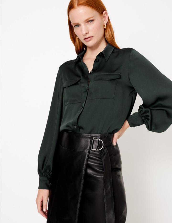 Marks & Spencer Satin Utility Shirt Bayleaf