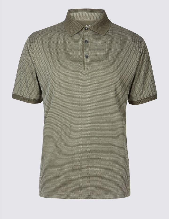 Marks & Spencer Modal Rich Textured Polo Shirts Medium Khaki