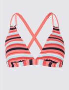 Marks & Spencer Striped Plunge Bikini Top Pink Mix