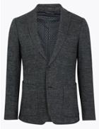 Marks & Spencer Slim Fit Checked Jacket Navy Mix