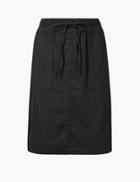 Marks & Spencer Linen Rich Pencil Skirt Black