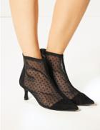 Marks & Spencer Wide Fit Kitten Heel Ankle Boots Black