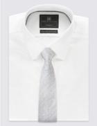 Marks & Spencer Pure Silk Spotted Tie Grey