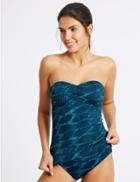 Marks & Spencer Leaf Print Non-wired Tankini Top Blue Mix