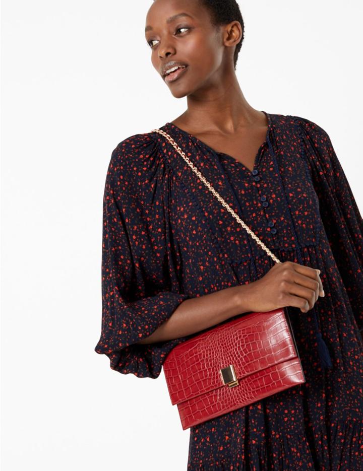 Marks & Spencer Croc Effect Clutch Bag Red