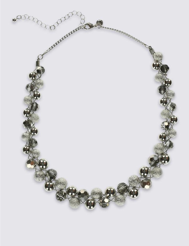 Marks & Spencer Twist Glass Necklace Silver Mix