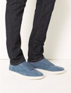 Marks & Spencer Suede Leather Lace-up Trainers Dusty Blue