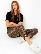 Marks & Spencer Checked Slim Ankle Grazer Trousers Brown Mix