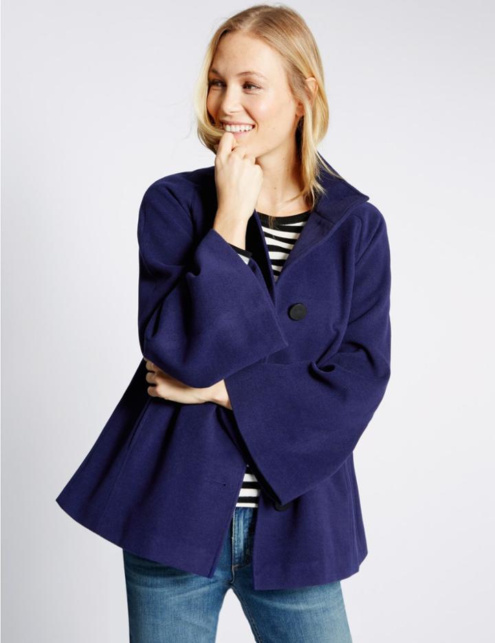 Marks & Spencer Trapeze Cape Coat Sapphire