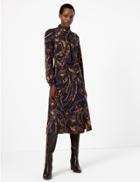 Marks & Spencer Printed Shirt Midi Dress Navy Mix