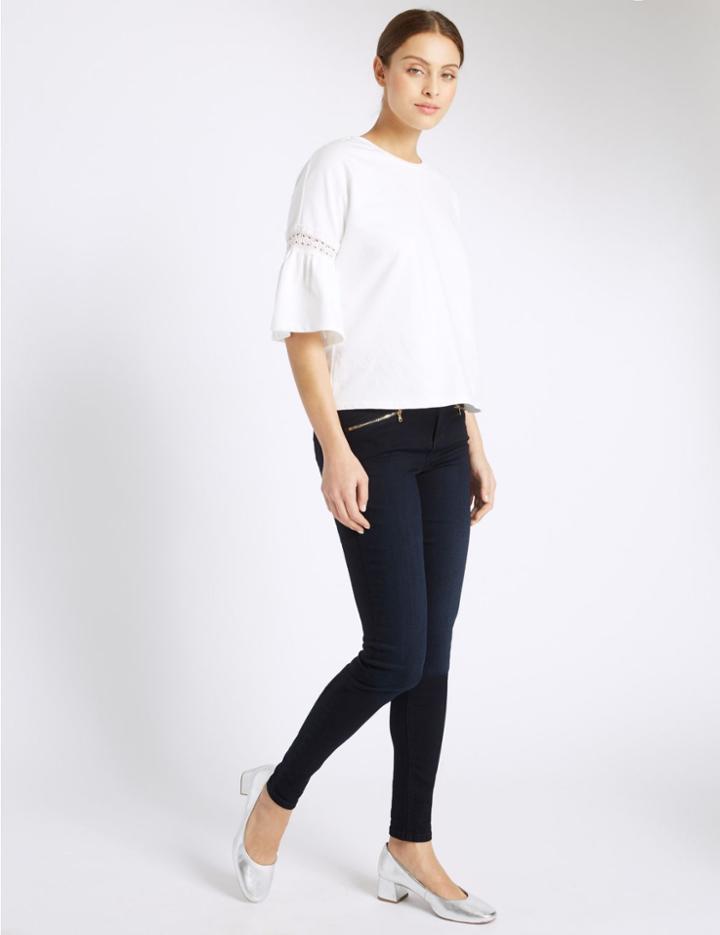 Marks & Spencer Zipped Pocket Skinny Leg Jeans Dark Indigo
