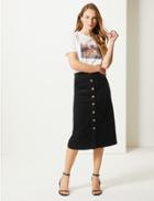 Marks & Spencer Pure Cotton A-line Midi Skirt Black