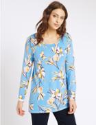 Marks & Spencer Floral Print Scoop Neck Jumper Blue Mix