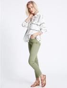 Marks & Spencer Drop Hem Mid Rise Skinny Leg Jeans Khaki