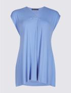 Marks & Spencer Curve Pleat Detail V-neck Vest Top Blue