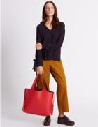 Marks & Spencer Faux Leather Tassel Shopper Bag Orange Mix