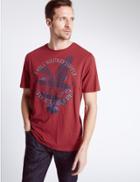 Marks & Spencer Pure Cotton Printed Crew Neck T-shirt Red