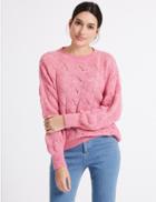 Marks & Spencer Cable Knit Round Neck Jumper Raspberry