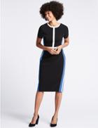 Marks & Spencer Colour Block Lined Short Sleeve Shift Dress Black