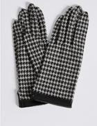 Marks & Spencer Houndstooth Gloves With Cuff Black Mix