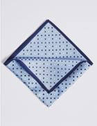 Marks & Spencer Pure Silk Spotted Pocket Square Blue Mix