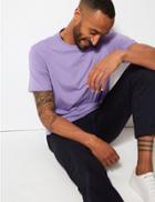 Marks & Spencer Pure Cotton Crew Neck T-shirt Lilac