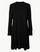 Marks & Spencer Petite Jersey Long Sleeve Swing Dress Black