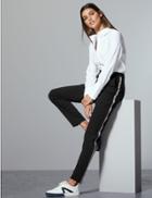 Marks & Spencer Side Stripe Slim Leg Trousers Black