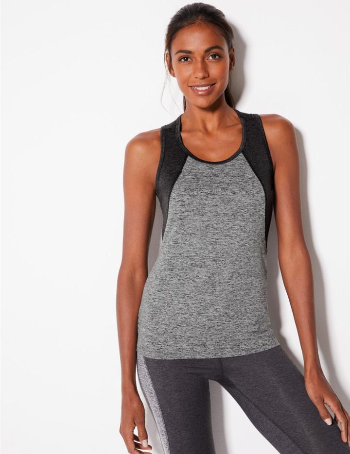 Marks & Spencer Quick Dry Jaspe Fitted Vest Grey Mix