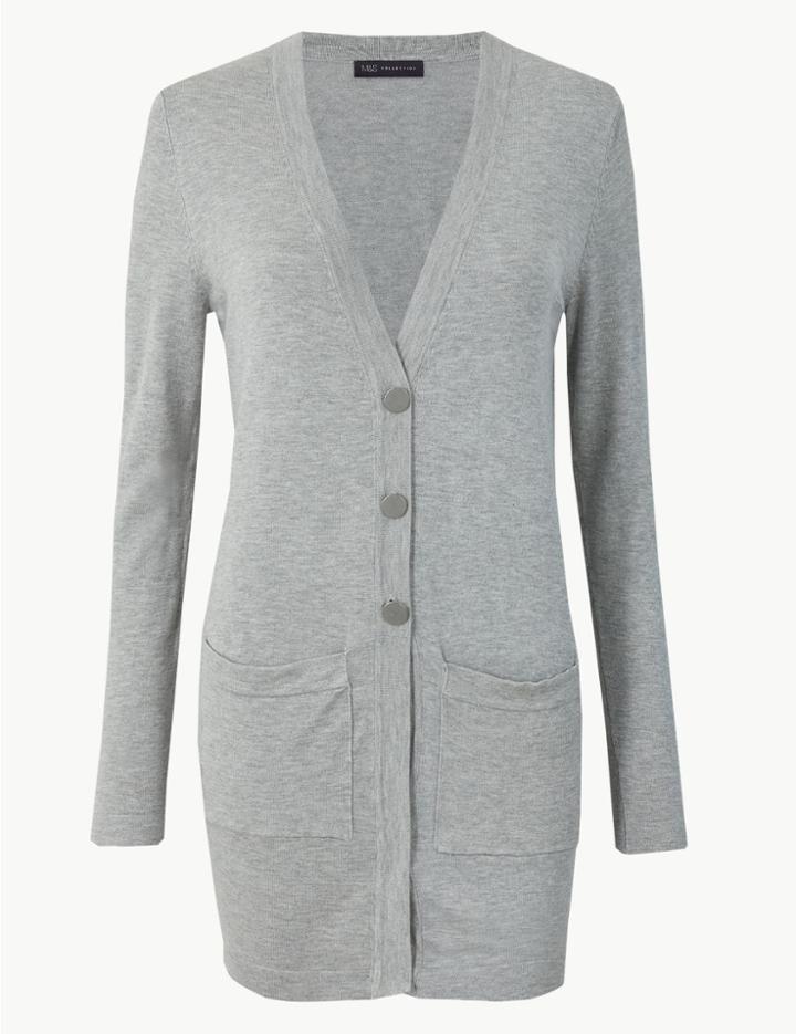 Marks & Spencer Longline Cardigan Grey Marl